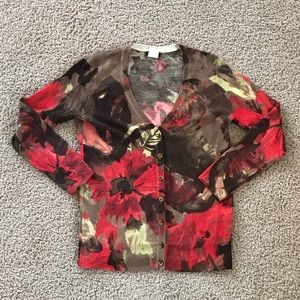 J Crew XS Flowered Cardigan